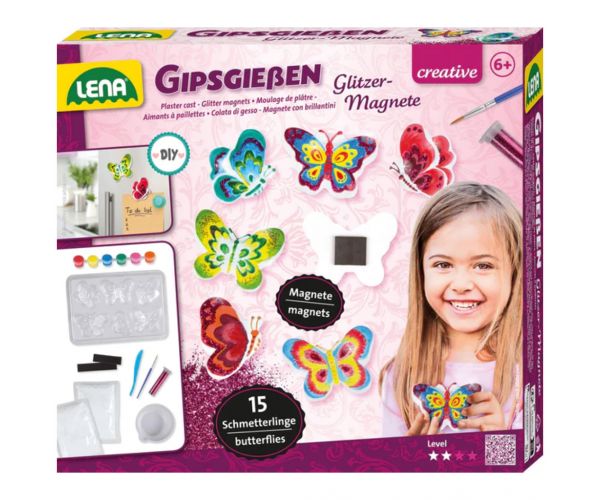 LENA: Set pentru fabricarea ghipsului cu model de fluture și magnet de frigider