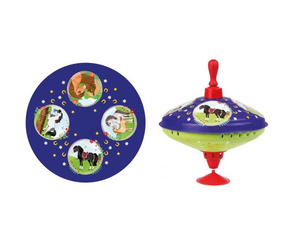 LENA: Toupie metalică cu călăreț, 19 cm
