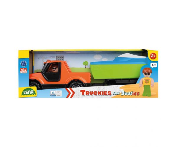 Lena: Camionetă Truckies cu remorcă pentru bărci și velier în cutie, 35 cm