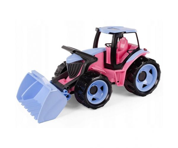 Lena: Tractor uriaș cu încărcător frontal, de culoare roz, 62 cm