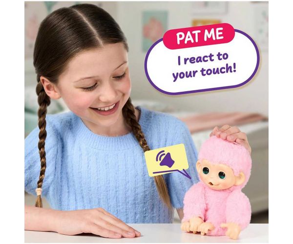 Little Live Pets: Mini Maki Luna Lemon, maimuță roz interactivă