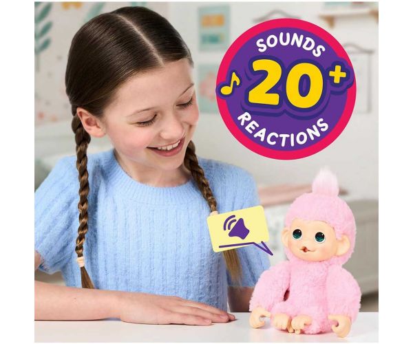 Little Live Pets: Mini Maki Luna Lemon, maimuță roz interactivă
