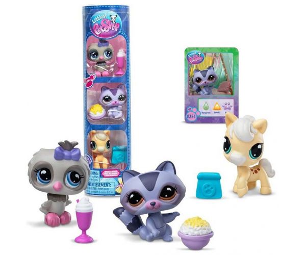 Littlest Pet Shop: Bufniță, raton, ponei – pachet de 3 figurine, seria a 4-a