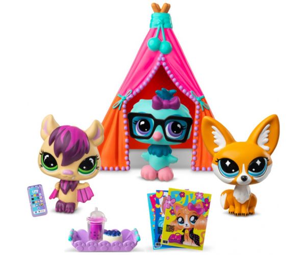 Littlest Pet Shop: Petrecere cu pijamale — set de joacă cu 3 figurine