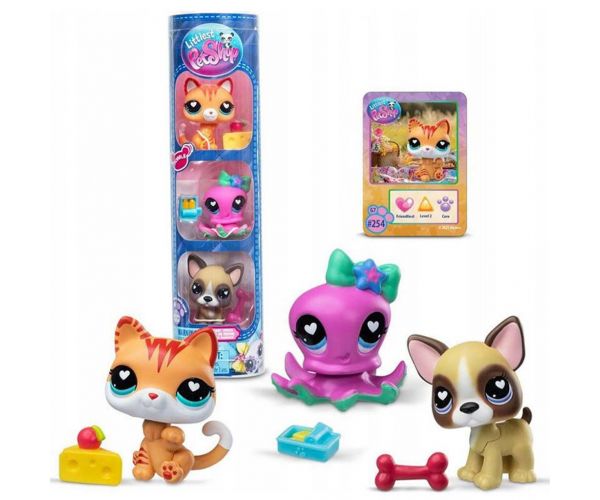 Littlest Pet Shop: Pisicuță, caracatiță, cățeluș - set de 3 figurine, seria a 4-a
