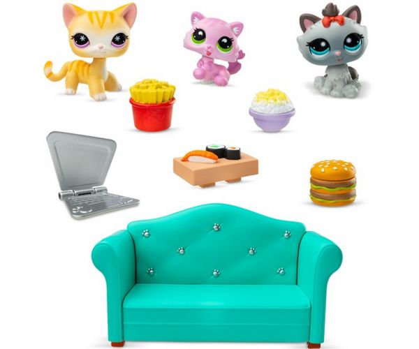 Littlest Pet Shop: Set de joacă cu 3 piese Diner Dash cu figurine pisici