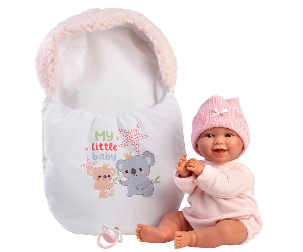 Llorens: Chloe, păpușă care plânge, de 38 cm, cu sac de dormit.