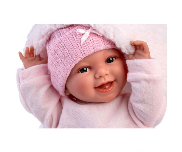 Llorens: Chloe, păpușă care plânge, de 38 cm, cu sac de dormit.
