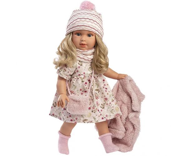 Llorens: Lucia 40cm-es baba virágos ruhában ridiküllel