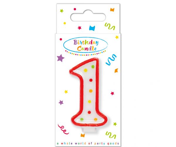 Lumânare aniversară cu buline, numărul 1