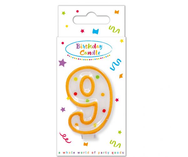 Lumânare aniversară cu buline, numărul 9