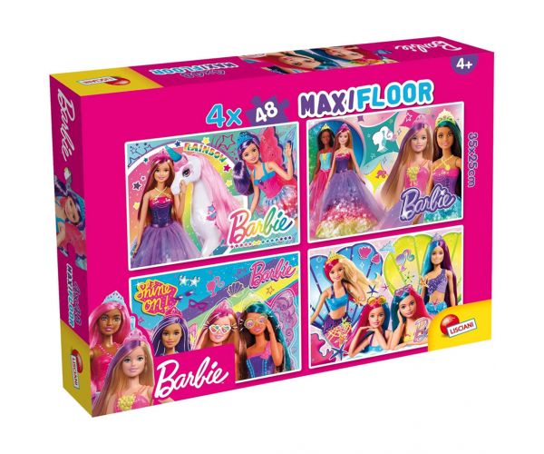 Lumea magică a lui Barbie, puzzle maxi de podea 4x48 piese, 35x25 cm - Lisciani