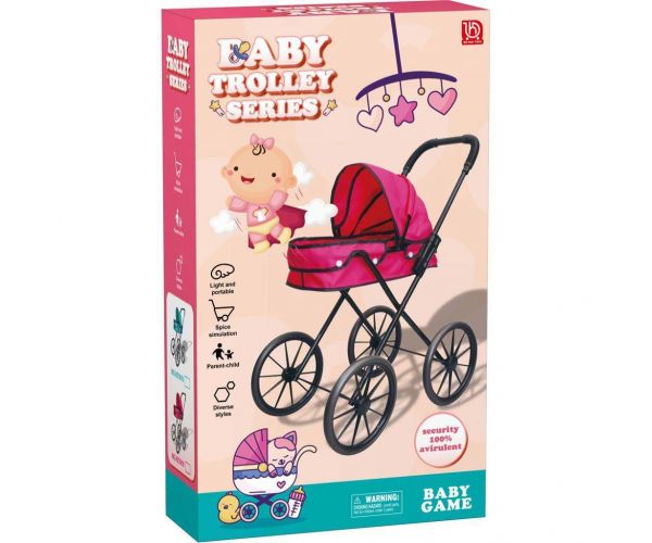 Luna: Cărucior roz pentru bebeluși în cutie 39x66x74cm