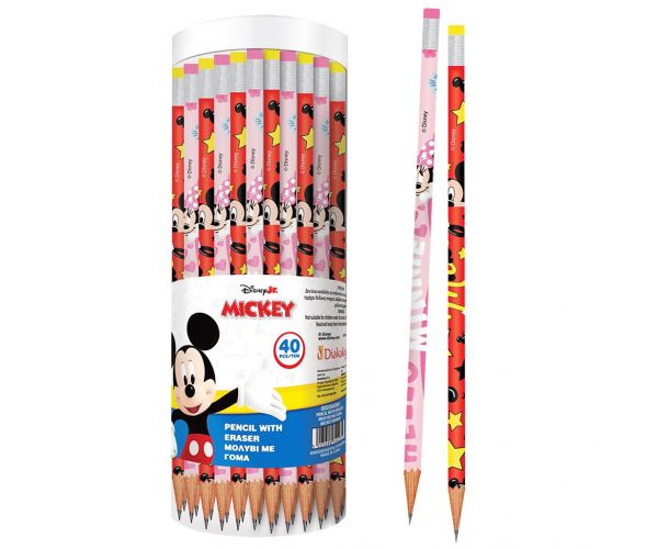 Luna: Creion cu gumă de șters, cu Mickey și Minnie Mouse, disponibil în două modele, 1 buc.