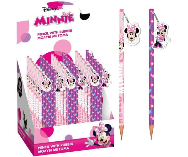 Luna: Creion cu radieră Disney Minnie Mouse, disponibil în două variante, 1 bucată