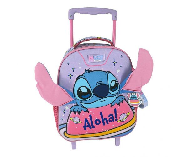 Luna: Disney Stitch Aloha rucsac de grădiniță cu roți, cu 2 compartimente, 27x10x31 cm