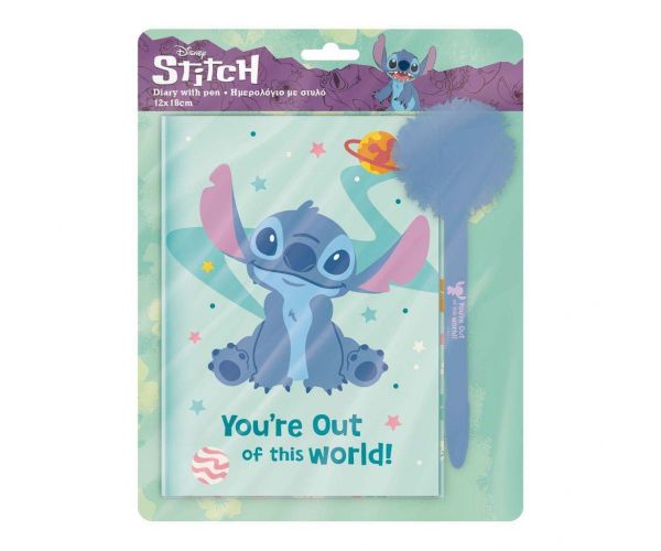 Luna: Disney Stitch Jurnal secret cu lacăt și pix cu pompon 12x18cm, 60 de file