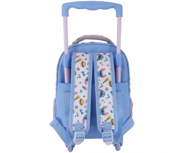 Luna: Disney Stitch rucsac cu roți pentru grădiniță, cu 2 compartimente, 27x10x31 cm