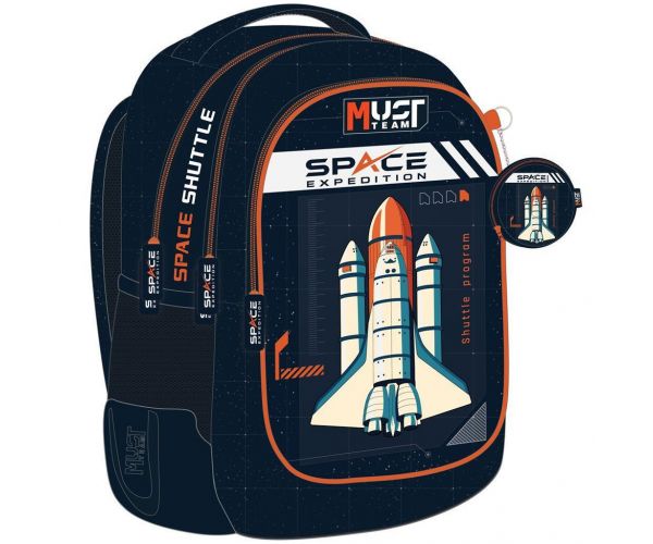 Luna: Ghiozdan școlar Must Team astronaut rotunjit cu 3 compartimente, rucsac 32x18x43cm