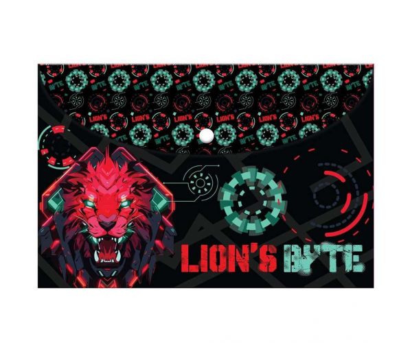 Luna: Mapă A4 Lions Byte cu închidere tip brevet