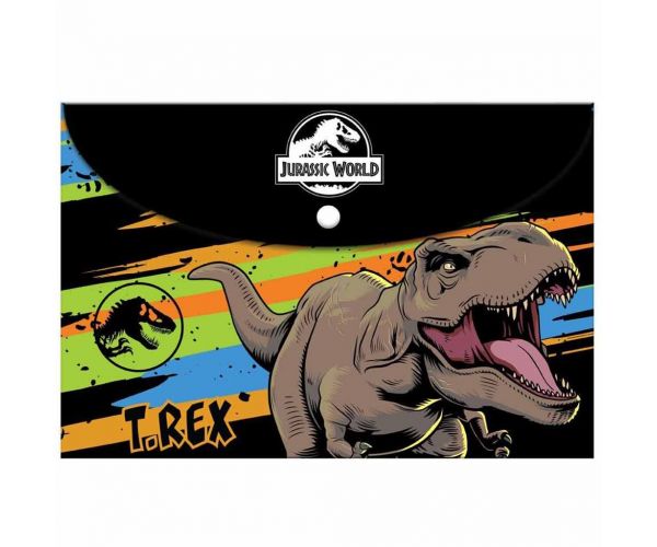 Luna: Mapă de plastic cu capse Jurassic World pentru documente, format A4