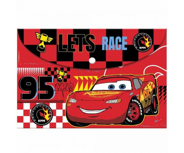 Luna: Mapă de plastic cu capse pentru documente Disney Cars, format A4