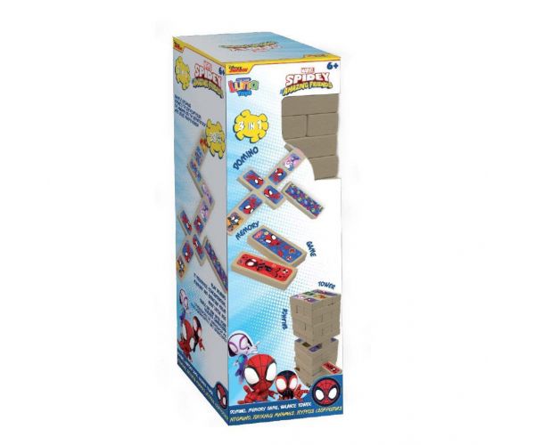 Luna: Marvel Spidey 3-în-1 joc de societate - Jenga, Domino și Joc de Memorie