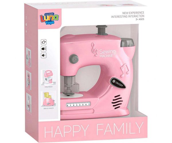 Luna: Mașină de cusut roz Happy Family cu lumină și sunet
