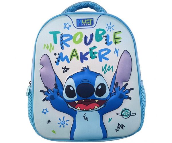 Luna: Must Team 3D Stitch rucsac rotunjit pentru grădiniță 26x10x32 cm