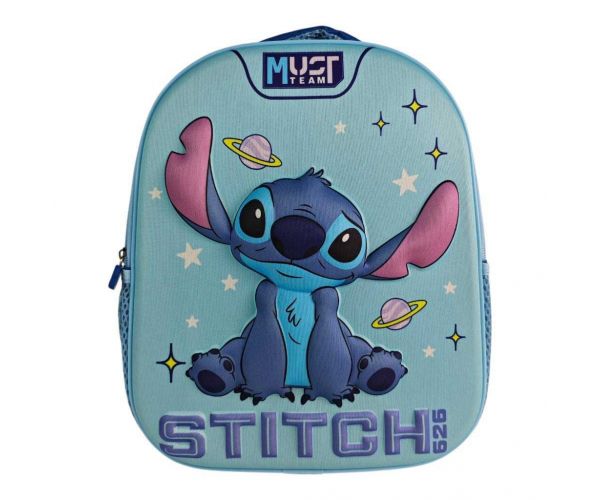 Luna: Must Team 3D Stitch rucsac rotunjit pentru grădiniță cu imprimeu spațial 26 x 10 x 32 cm