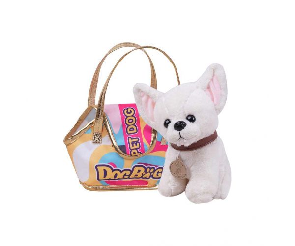 Luna: Pui de câine de pluș Pet Family în geantă pentru căței, 20 cm