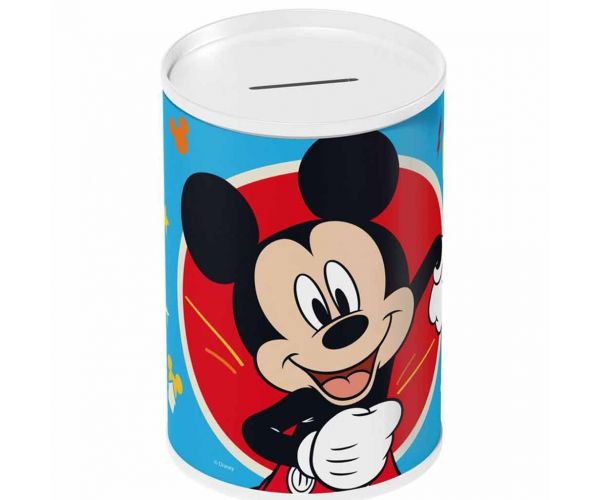 Luna: Pușculiță metalică cilindrică Mickey Mouse 10x15cm