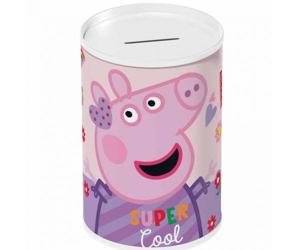 Luna: Pușculiță metalică cilindrică Peppa Pig 10x15cm