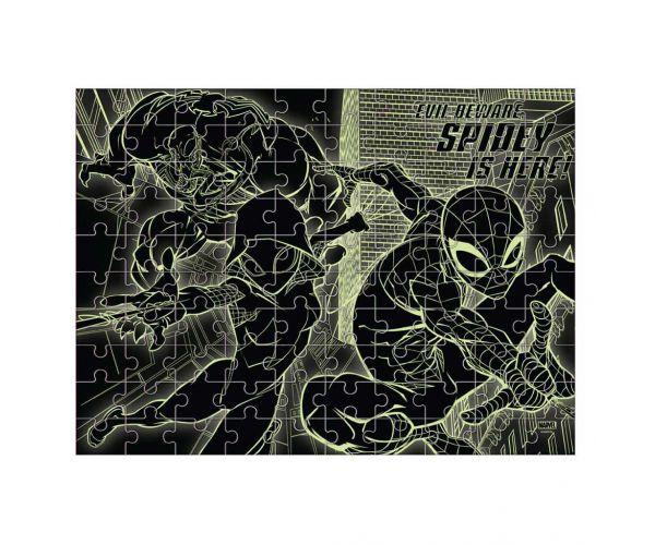 Luna: Puzzle Marvel Spider-Man cu 100 piese care luminează în întuneric