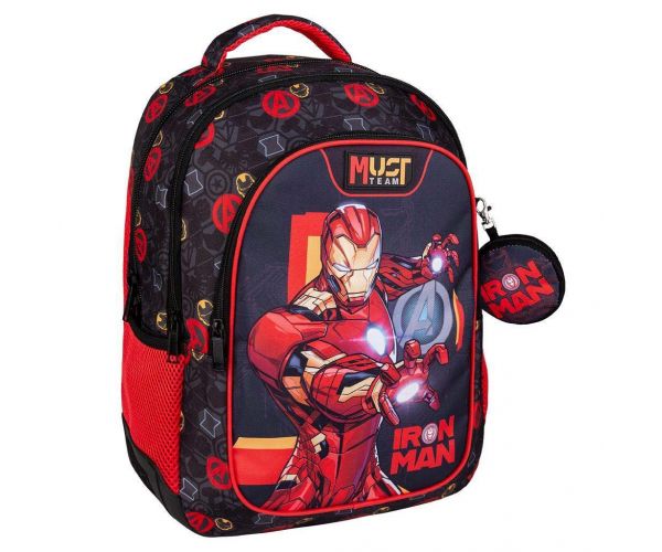 Luna: Rucsac Must Team Iron Man, cu 3 compartimente, colțuri rotunjite, 32x18x43cm
