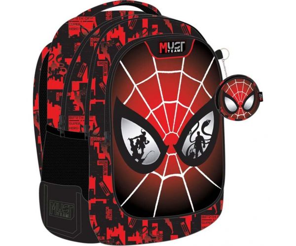 Luna: Rucsac Must Team cu Spider-Man, cu 3 compartimente rotunjite, 32x18x43cm