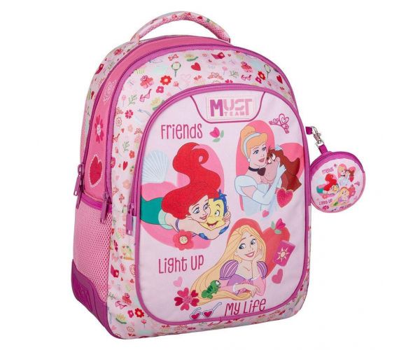 Luna: Rucsac cu 3 compartimente rotunjite Must Team Disney prințese, 32x18x43cm