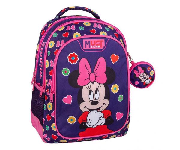 Luna: Must Team Disney Minnie egeres lekerekített 3 rekeszes iskolatáska, hátizsák 32x18x43cm