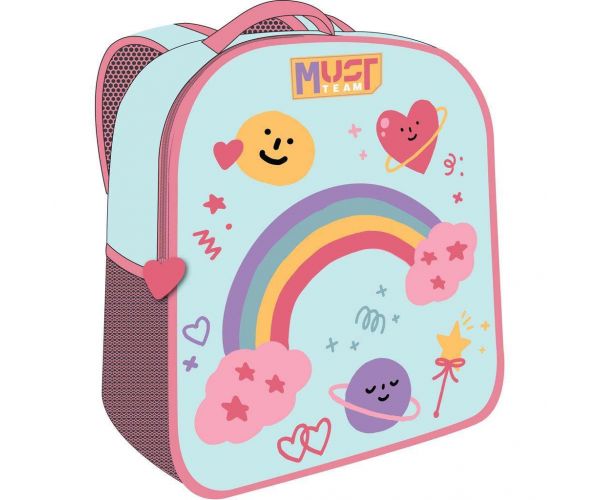Luna: Rucsac pentru grădiniță Must Team 3D cu model curcubeu, 26x10x32cm