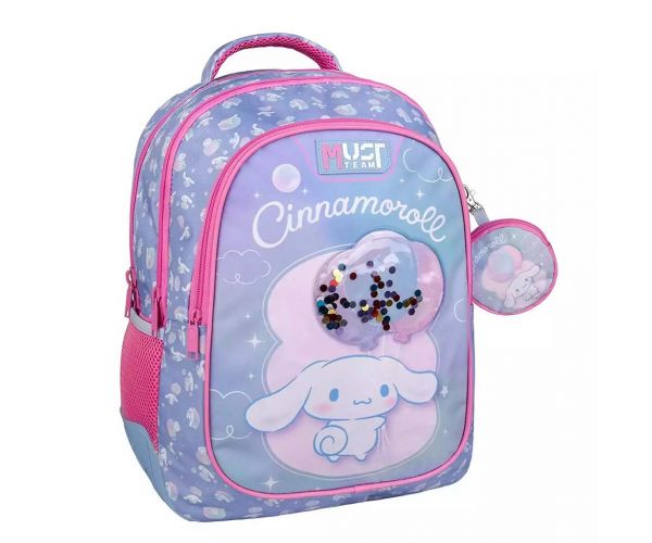 Luna: Rucsac școlar Must Team Cinnamoroll cu baloane, cu 3 compartimente rotunjite, dimensiuni 32x18x43cm