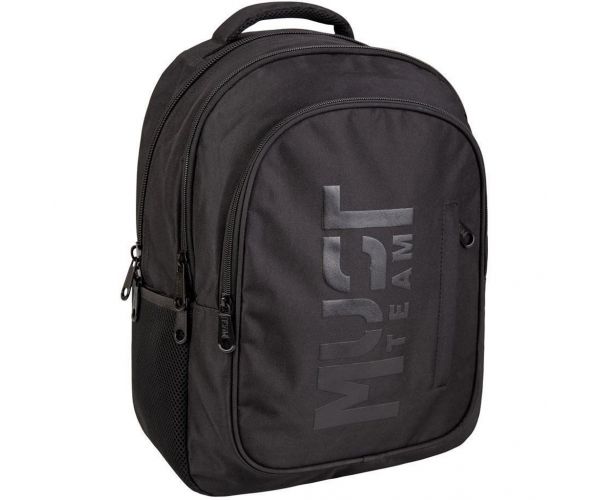 Luna: Rucsac școlar Team Eternal Black negru rotunjit cu 3 compartimente, 32x18x43cm