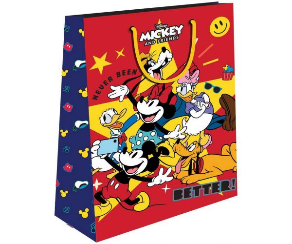Luna: Sac de cadou cu imprimeu Mickey Mouse și prietenii săi 33x12x45cm