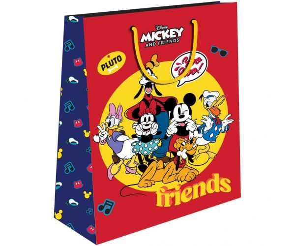 Luna: Sac de cadou cu imprimeu Mickey Mouse și prietenii săi 33x12x45cm