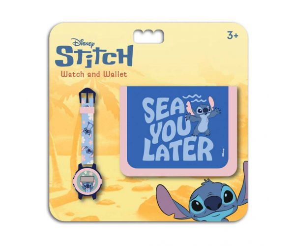 Luna: Set ceas digital și portofel Disney Stitch