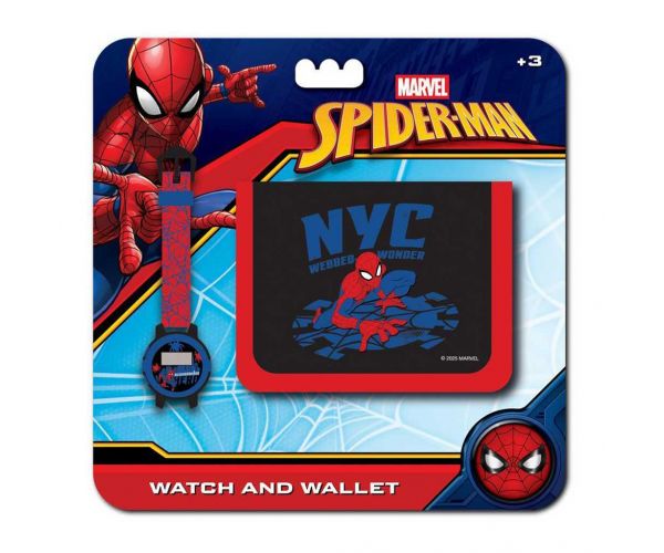 Luna: Set ceas digital și portofel Spider-Man