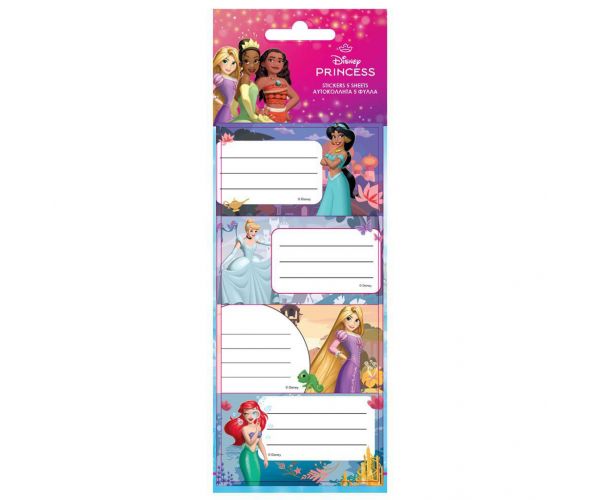 Luna: Set de 20 etichete pentru caiete cu Prințesele Disney