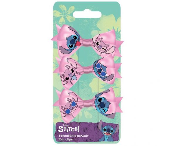 Luna: Set de 3 agrafe de păr cu fundiță Lilo & Stitch