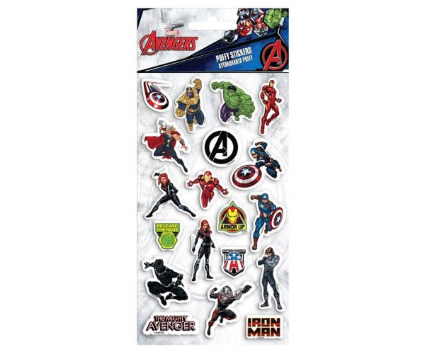 Luna: Set de abțibilduri 3D pufoase Avengers pe coală de 10x22 cm