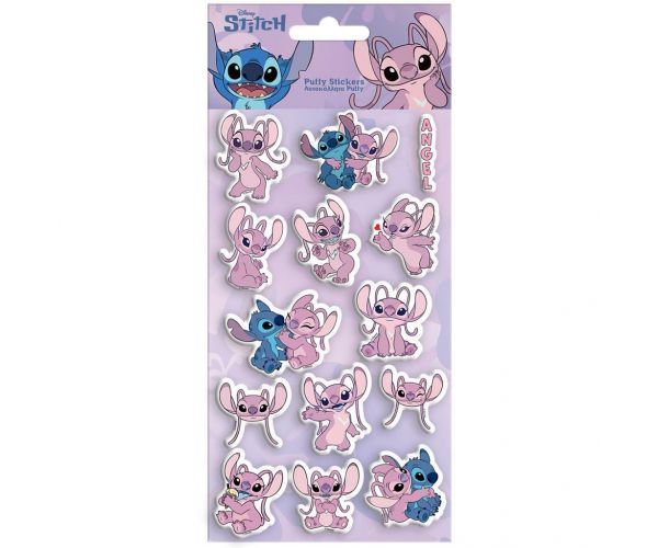 Luna: Set de autocolante 3D pufoase Disney Stitch și Angel, pe coală de 10x22 cm