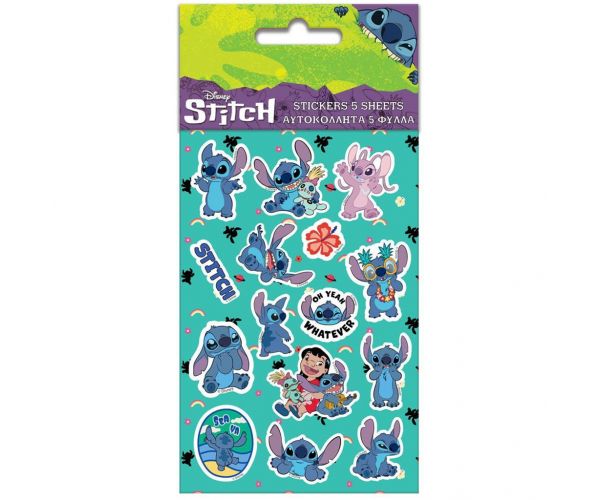 Luna: Set de autocolante Lilo și Stitch pe coală de 8x12 cm